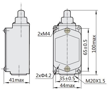 Выключатель путевой YBLX-K1/311 c толкателем Выключатель путевой YBLX-K1/311 c толкателем