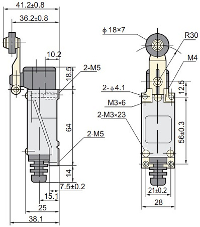 Выключатель путевой YBLX-ME/8104 с поворотным роликом CHINT Выключатель путевой YBLX-ME/8104 с поворотным роликом CHINT