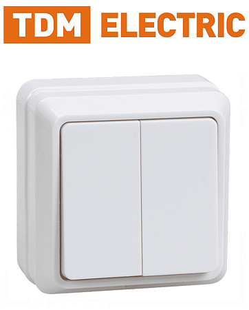 Выключатель 2-х клав. ОУ 10А "Ладога" IP20 TDM Выключатель 2-х клав. ОУ 10А "Ладога" IP20 TDM