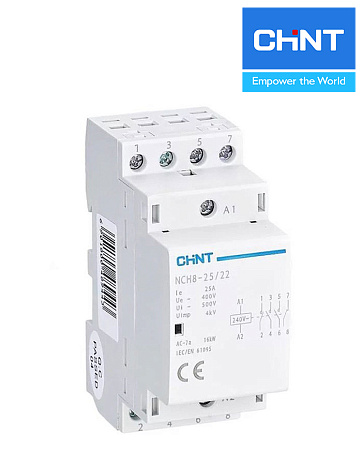 Контактор модульный NCH8-25/22 4Р 25A (2НЗ+2НО) CHINT Контактор модульный NCH8-25/22 4Р 25A (2НЗ+2НО) CHINT