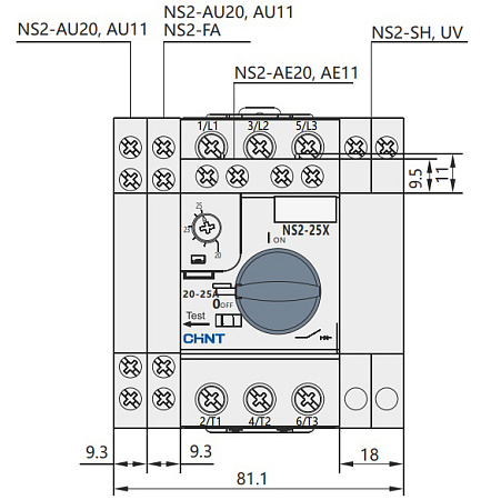 Пускатель NS2-32Х (24-32А) с поворотной ручкой Пускатель NS2-32Х (24-32А) с поворотной ручкой