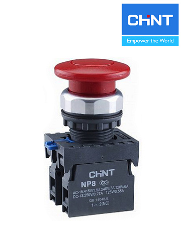 Кнопка NP8-01M/1 Гриб красный (1НО) IP65 CHINT Кнопка NP8-01M/1 Гриб красный (1НО) IP65 CHINT