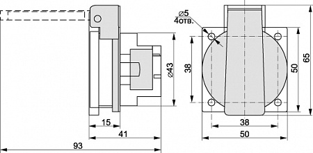 Розетка РП10-3 скрытая с крышкой IP44 16А 2Р+РЕ Розетка РП10-3 скрытая с крышкой IP44 16А 2Р+РЕ