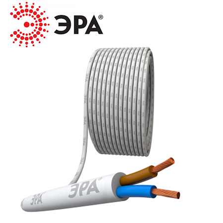 Провод ПВС 2х1.5мм2 50м (белый) ЭРА Провод ПВС 2х1.5мм2 50м (белый) ЭРА