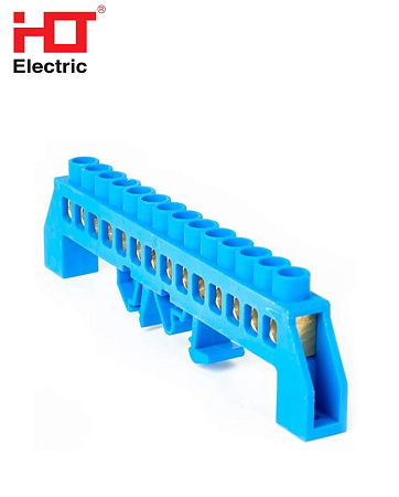 Шина в изоляции 8х12мм 14групп на Дин-рейку синяя Шина в изоляции 8х12мм 14групп на Дин-рейку синяя