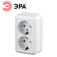 Розетка Quadro 2-204-01 2мест. ОУ 16А-250В IP20 белый Розетка Quadro 2-204-01 2мест. ОУ 16А-250В IP20 белый