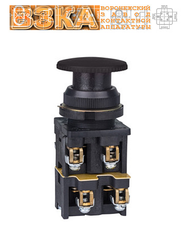 Кнопка КЕ-022 исп.4 (1з+3р) черный гриб Кнопка КЕ-022 исп.4 (1з+3р) черный гриб