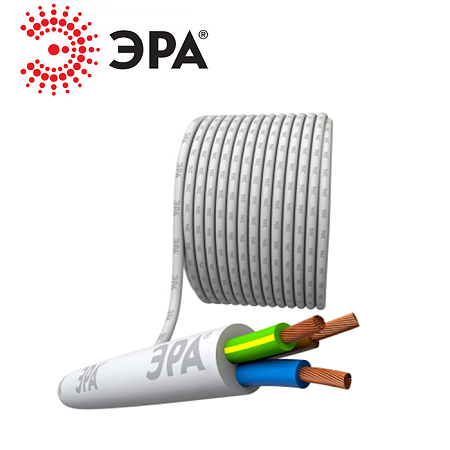 Провод ПВС 3х2.5мм2 50м (белый) ЭРА Провод ПВС 3х2.5мм2 50м (белый) ЭРА