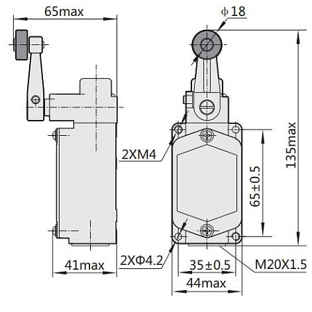 Выключатель путевой YBLX-K1/111 c роликом Выключатель путевой YBLX-K1/111 c роликом