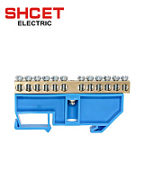 Шина N нулевая 6х9 12/1 с синим изолятором на дин-рейку Шина N нулевая 6х9 12/1 с синим изолятором на дин-рейку