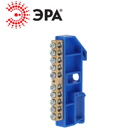 Шина N нулевая 6х9 10/1 с синим изолятором ЭРА Шина N нулевая 6х9 10/1 с синим изолятором ЭРА