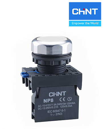 Кнопка NP8-10BN/1 белая (1НО) IP65 CHINT Кнопка NP8-10BN/1 белая (1НО) IP65 CHINT