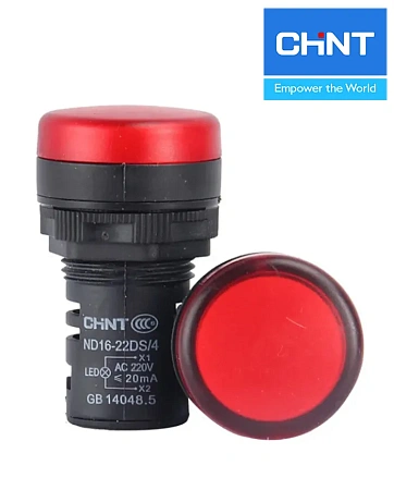 Индикатор ND16-22D/2C красный 24В AC/DC IP65 CHINT Индикатор ND16-22D/2C красный 24В AC/DC IP65 CHINT