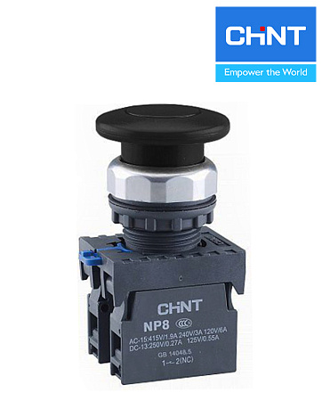 Кнопка NP8-10M/12 Гриб черный (1НО) IP65 CHINT Кнопка NP8-10M/12 Гриб черный (1НО) IP65 CHINT