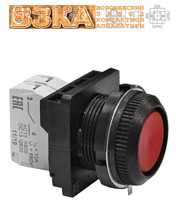 Кнопка КЕ-011 исп.2 (1з+1р) красная Кнопка КЕ-011 исп.2 (1з+1р) красная