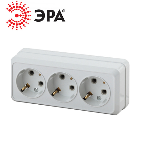 Розетка Quadro 2-206-01 3мест. ОУ 16А-250В IP20 белый Розетка Quadro 2-206-01 3мест. ОУ 16А-250В IP20 белый