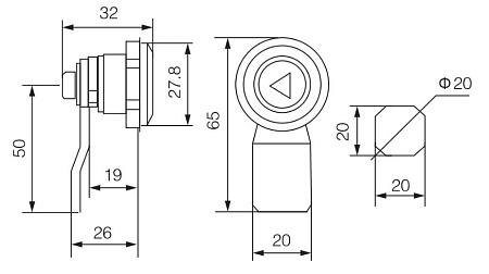 Замок 20-20/50 (трехгранный ключ) Замок 20-20/50 (трехгранный ключ)