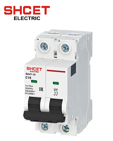 Автоматический выключатель BA47-19 2P 16A D (6kА) Автоматический выключатель BA47-19 2P 16A D (6kА)