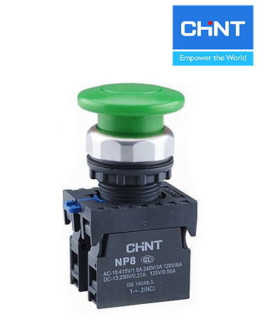 Кнопка NP8-10M/13 Гриб зеленый (1НО) IP65 CHINT Кнопка NP8-10M/13 Гриб зеленый (1НО) IP65 CHINT