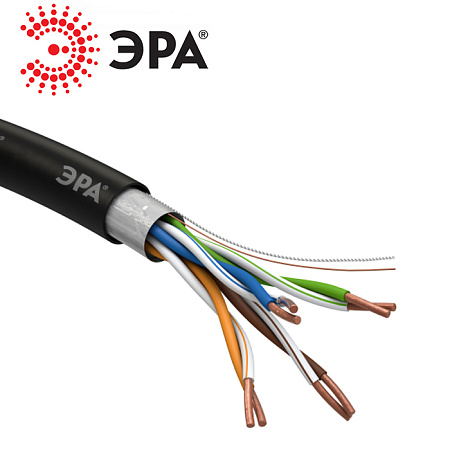 Кабель витая пара F/UTP 4х2х24AWG Cat5e CU PE Outdoor 305 ЭРА Кабель витая пара F/UTP 4х2х24AWG Cat5e CU PE Outdoor 305 ЭРА
