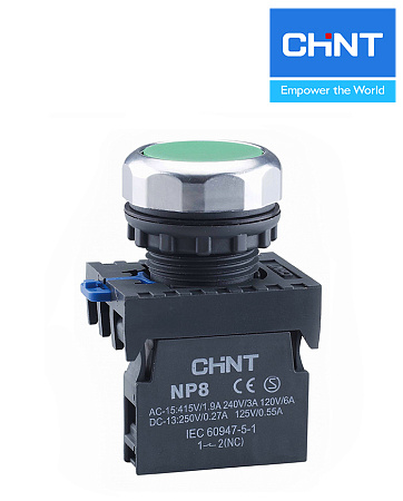 Кнопка NP8-10BN/3 зеленая (1НО) IP65 CHINT Кнопка NP8-10BN/3 зеленая (1НО) IP65 CHINT