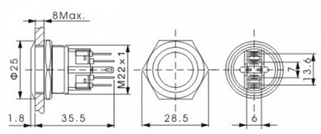 Кнопка SWS2-11 (d16) металл