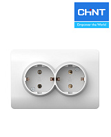 (NEW3-E) Розетка 2-местная с/з со шторками 16А белая CHINT (NEW3-E) Розетка 2-местная с/з со шторками 16А белая CHINT