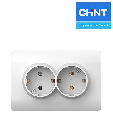 (NEW3-E) Розетка 2-местная с/з со шторками 16А белая CHINT (NEW3-E) Розетка 2-местная с/з со шторками 16А белая CHINT