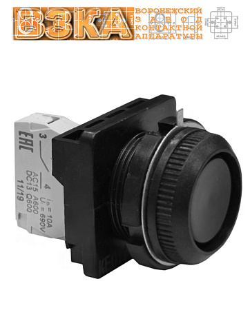 Кнопка КЕ-011 исп.4 (1з+3р) черная Кнопка КЕ-011 исп.4 (1з+3р) черная