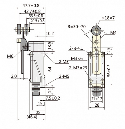 Выключатель путевой YBLX-ME/8108 с регул. штангой CHINT Выключатель путевой YBLX-ME/8108 с регул. штангой CHINT