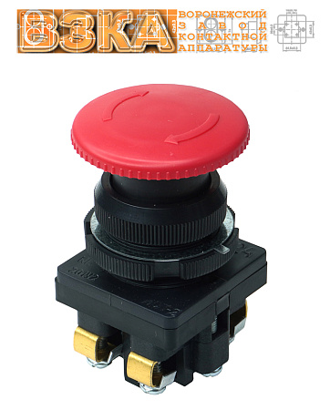 Кнопка КЕ-201 исп.2 (1з+1р) красный гриб Кнопка КЕ-201 исп.2 (1з+1р) красный гриб