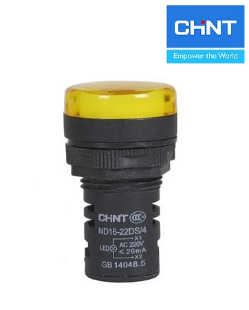 Индикатор ND16-22D/2C желтый 24В AC/DC IP65 CHINT Индикатор ND16-22D/2C желтый 24В AC/DC IP65 CHINT