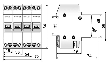 Переключатель-рубильник МРП63 2Р 80А Переключатель-рубильник МРП63 2Р 80А
