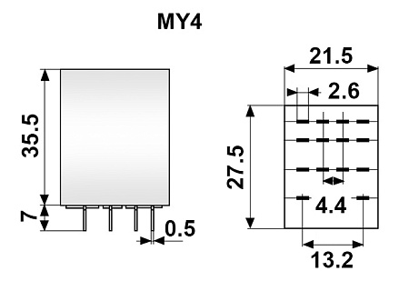 Промежуточное реле MY4 220В АС Промежуточное реле MY4 220В АС